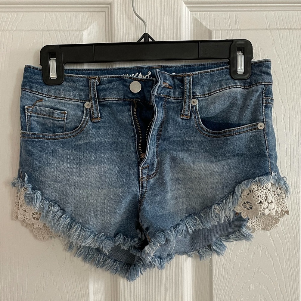 Mossimo Crochet Fringed Denim Shorts